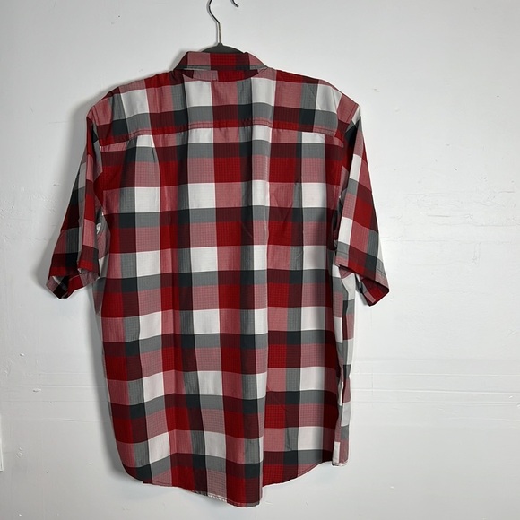Orvis Red, Black White Plaid Button Down Short Sleeve Shirt for Men's - Picture 4 of 7